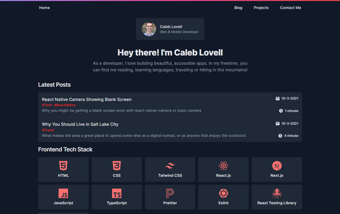 the website's home page